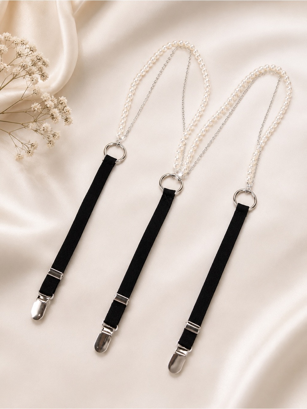 Women fashion pearl suspenders